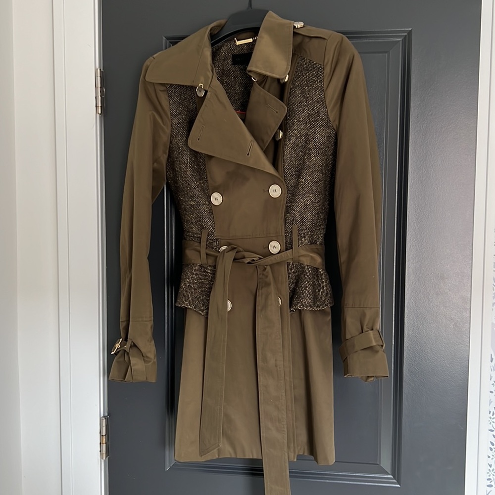 Steve Madden Olive Tweed Trench Coat